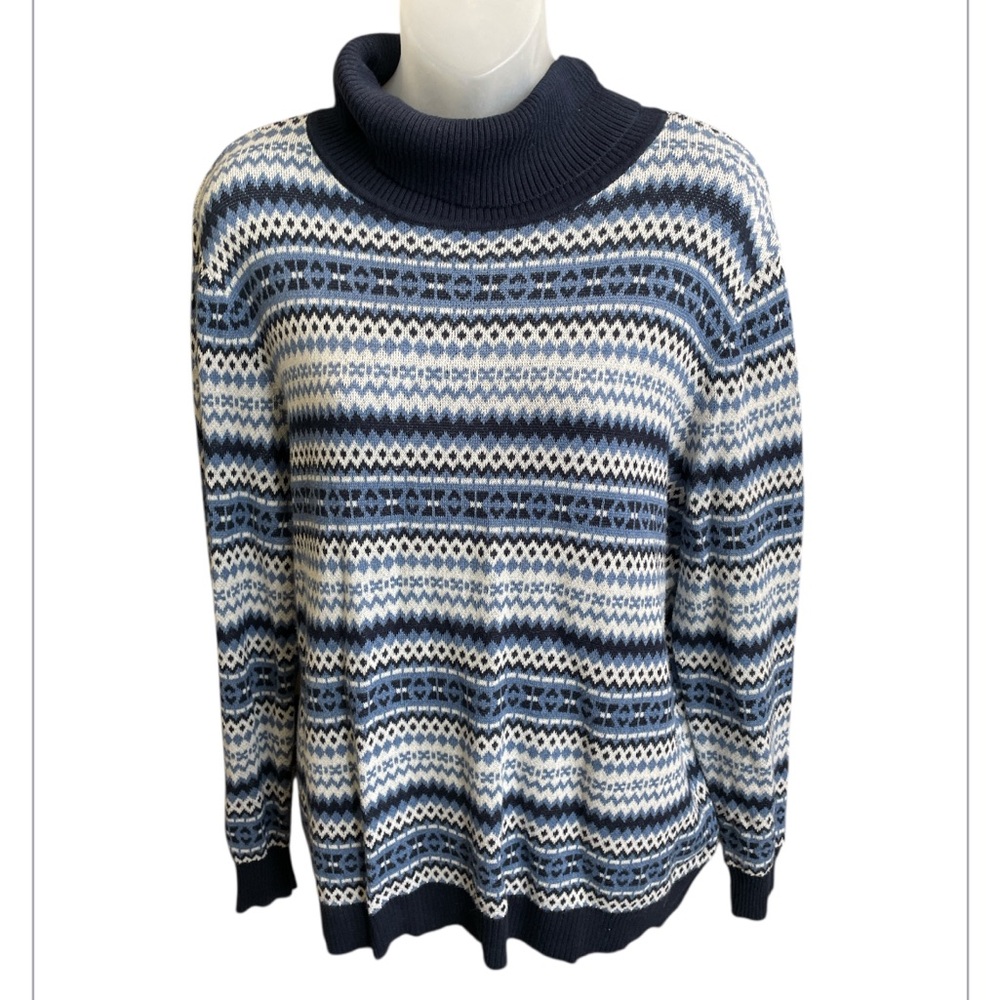 Liberty lane cowl neck sweater size 1X navy blue design chilly spring days